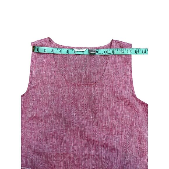 Edward Embroidered Red White Dark Pink Linen Sleeveless Tank Shirt Blouse Size M - Picture 4 of 11